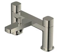 RAK Ceramics Petit Square Deck Mounted Bath Shower Mixer Tap | Brushed Nickel | Metal | 180mm x 129mm x 115mm