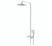 RAK Ceramics Petit Square Thermostatic Rigid Riser and Handset Shower System | Chrome | Brass | 272mm x 1242mm x 534mm