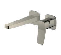 RAK Ceramics Petit Square Wall Mounted Basin Mixer Tap | Brushed Nickel | Brass | 100mm x 140mm x 253.8mm