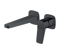 RAK Ceramics Petit Square Wall Mounted Basin Mixer Tap | Matt Black | Brass | 100mm x 140mm x 253.8mm
