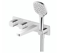 RAK Ceramics Petit Square Wall Mounted Concealed Thermostatic Bath Shower Mixer Tap | Chrome | Metal | 340mm x 80mm x 230mm