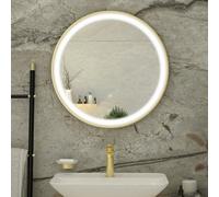 RAK Ceramics Picture Round Illuminated LED Mirror | Brushed Gold | Glass/Aluminium | 800mm x 800mm