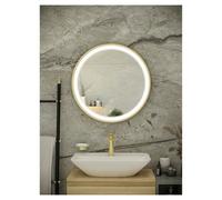 RAK Ceramics Picture Round Illuminated LED Mirror | Brushed Gold | Glass/Aluminium | 800mm x 800mm