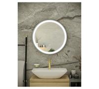 RAK Ceramics Picture Round Illuminated LED Mirror | Brushed Nickel | Glass/Aluminium | 600mm x 600mm