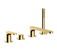RAK Ceramics RAK Portofino 4Hole Deck Mounted Bath Shower Mixer Tap Brushed Gold Finish: Brushed Gold