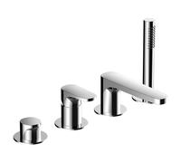 RAK Ceramics Portofino Deck Mounted 4 Tap Hole Bath Shower Mixer Tap | Chrome | Metal | 220mm x 220mm