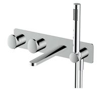 Rak Ceramics Portofino Polished Chrome Wall-Mounted Thermostatic Bath Shower Mixer Tap With Dual Outlet & Shower Kit