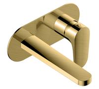 RAK Ceramics Portofino Wall Mounted Basin Mixer Tap with Back Plate | Brushed Gold | Brass | 190mm x 80mm x 179mm