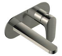 RAK Ceramics Portofino Wall Mounted Basin Mixer Tap with Back Plate | Brushed Nickel | Brass | 190mm x 80mm x 179mm