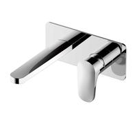 RAK Ceramics Portofino Wall Mounted Basin Mixer Tap with Back Plate | Chrome | Brass | 190mm x 80mm x 179mm