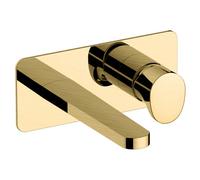 RAK Ceramics Positano Wall Mounted Basin Mixer Tap with Back Plate | Brushed Gold | Brass | 190mm x 80mm x 179mm