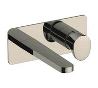 RAK Ceramics Positano Wall Mounted Basin Mixer Tap with Back Plate | Brushed Nickel | Brass | 190mm x 80mm x 179mm