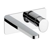 RAK Ceramics Positano Wall Mounted Basin Mixer Tap with Back Plate | Chrome | Brass | 190mm x 80mm x 179mm