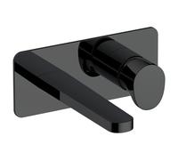 RAK Ceramics Positano Wall Mounted Basin Mixer Tap with Back Plate | Matt Black | Brass | 190mm x 80mm x 179mm