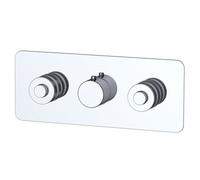 RAK Ceramics Prima Tech Concealed Horizontal Thermostatic Dual Control Shower Valve with Back Plate | Chrome | Brass | 275mm x 80mm x 62mm