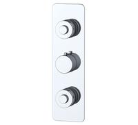 RAK Ceramics Prima Tech Concealed Vertical Thermostatic Dual Control Shower Valve with Back Plate | Chrome | Brass | 80mm x 275mm x 62mm
