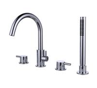 RAK Ceramics Prima Tech Deck Mounted 4 Tap Hole Bath Shower Mixer Tap | Chrome | Brass | 40mm x 280mm x 190mm