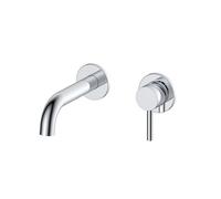 RAK Ceramics Prima Tech Wall Mounted 2 Tap Hole Basin Mixer Tap | Chrome | Brass | 125mm x 55mm x 190mm