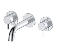 RAK Ceramics Prima Tech Wall Mounted 3 Tap Hole Basin Mixer Tap | Chrome | Metal | 200mm x 55mm x 199mm
