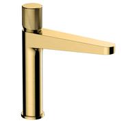 RAK Ceramics Rak Amalfi Brushed Gold Mid-Height Modern Basin Mixer Tap - Solid Brass