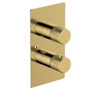 RAK Ceramics Amalfi Concealed 2 Handle Thermostatic Dual Control Shower Valve | Brushed Gold | Brass | 120mm x 220mm x 80mm