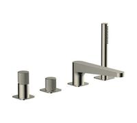 RAK Ceramics Amalfi Deck Mounted 4 Tap Hole Bath Shower Mixer | Brushed Nickel | Brass | 300mm x 220mm x 240mm