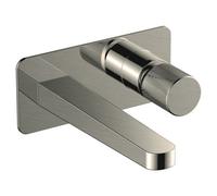 RAK Ceramics Rak Amalfi Modern Wall Mounted Basin Mixer Tap, Brushed Nickel Finish