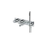 RAK Ceramics Amalfi Horizontal Concealed Thermostatic Dual Control Shower Valve with Handset and Bath Spout | Chrome | Brass | 380mm x 327mm x 300mm