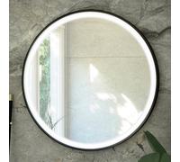 RAK Ceramics Rak Art Round 600mm Matt Black Round Illuminated Bathroom Mirror With Touch Sensor & Demister Pad, Ip44 Rated