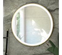 RAK Ceramics Art Round Illuminated LED Mirror | Brushed Gold | Glass/Aluminium | 800mm x 800mm