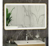 RAK Ceramics Rak Art Soft 1000X600mm Brushed Gold Rectangular Led Bathroom Mirror With Demister & Touch Sensor