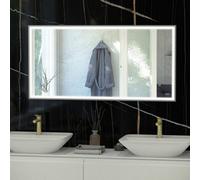 RAK Ceramics Rak Art Square 1000X600mm Rectangular Led Illuminated Bathroom Mirror With Demister Pad & Touch Sensor, Brushed Nickel, Ip44