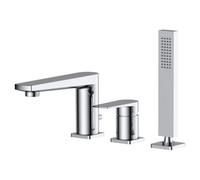 RAK Ceramics Rak Blade 3-Hole Bath Shower Mixer Tap - Polished Chrome Solid Brass For Modern Bathrooms