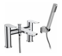 RAK Ceramics Rak Blade Modern Polished Chrome Deck-Mounted Bath Shower Mixer Tap With Handset, Solid Brass, 15-Year Guarantee
