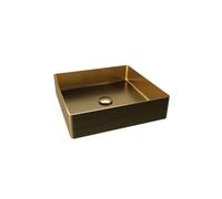 RAK Ceramics RAK-Ceramics INGOT Square Wash Basin, 400mm, Brushed Brass Finish: Brushed Brass