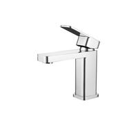 RAK Ceramics Compact Eco Square Mono Basin Mixer Tap with Clicker Waste | Chrome | Metal | 42mm x 152mm x 113mm
