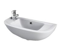 RAK Ceramics Rak Compact Modern Bathroom 1 Tap Hole Left Hand Slim Line Handrinse Wash Basin 450X215mm Alpine White Finish Ceramic (Basin Only)
