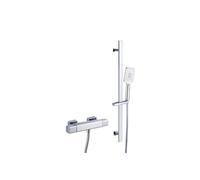 RAK Ceramics RAK Cool Touch Square Exposed Thermostatic Shower Valve with Slide Rail Kit 700mm High Chrome