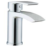 RAK Ceramics Rak Curve Polished Chrome Basin Mixer Tap - Modern Solid Brass Mono Tap With Waste, Ideal For Cloakroom & Bathroom Sinks