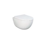 RAK Ceramics Rak Des Durable Ceramic Modern Horizontal Outlet Wall Hung Rimless Round Wc Toilet Pan Bathroom 380X520mm Alpine White (Pan Only)