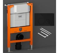 RAK Ceramics Rak Eco-Fix 0.82M Low Height Concealed Cistern Frame For Wall Hung Wc Pans - Black Glass Dual Flush Plate, Wras Approved