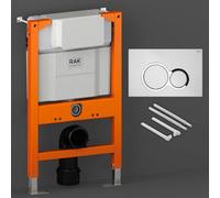 RAK Ceramics Rak Eco-Fix 0.82M Low-Height Concealed Cistern Frame, Matt Chrome Dual Flush Plate & Gloss Trim, Wall-Hung Wcs, Wras Approved