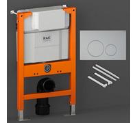 RAK Ceramics Rak Eco-Fix 0.82M Low Height Concealed Cistern Frame & Matt Chrome Round Dual Flush Plate For Wall Hung Toilets - Wras Approved