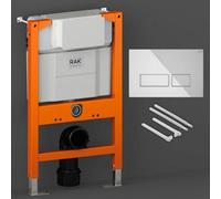 RAK Ceramics Rak Eco-Fix 0.82M Low Height Concealed Cistern Frame & White Glass Dual Flush Plate For Wall Hung Wcs, Wras Approved