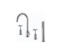 RAK Ceramics Ella Deck Mounted 4 Tap Hole Bath Shower Mixer Tap | Chrome | Brass | 380mm x 318.5mm x 207mm