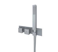 RAK Ceramics Rak Feeling Thermostatic Square Dual Outlet Concealed Shower Valve Handset Grey