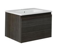 RAK Ceramics Rak Joy Uno Rectangular Wall Hung 1 Drawer Vanity 600mm Moka Walnut (Unit Only)