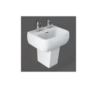 RAK Ceramics RAK Metropolitan 420mm Basin and Semi Pedestal 420mm Wide 2 Tap HolesAlpine White Please Select Size: 420mm, Number of Tap Holes: 2, Pede
