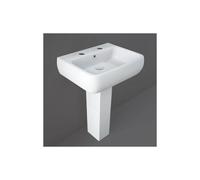 RAK Ceramics RAK Metropolitan 520mm Basin and Full Pedestal 2 Tap HolesAlpine White Please Select Size: 520mm, Number of Tap Holes: 2, Pedestal: Full
