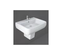 RAK Ceramics RAK Metropolitan 520mm Basin and Semi Pedestal 1 Tap HoleAlpine White Please Select Size: 520mm, Number of Tap Holes: 1, Pedestal: Semi P